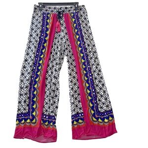 Trina Turk Tanzania Scarf Slit Wide-Leg Beach Cover-Up Pants Womens Sz 8